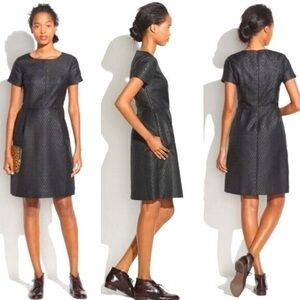 Madewell Brocade Black Metallic Short Sleeve Wool Blend Dress Size 4